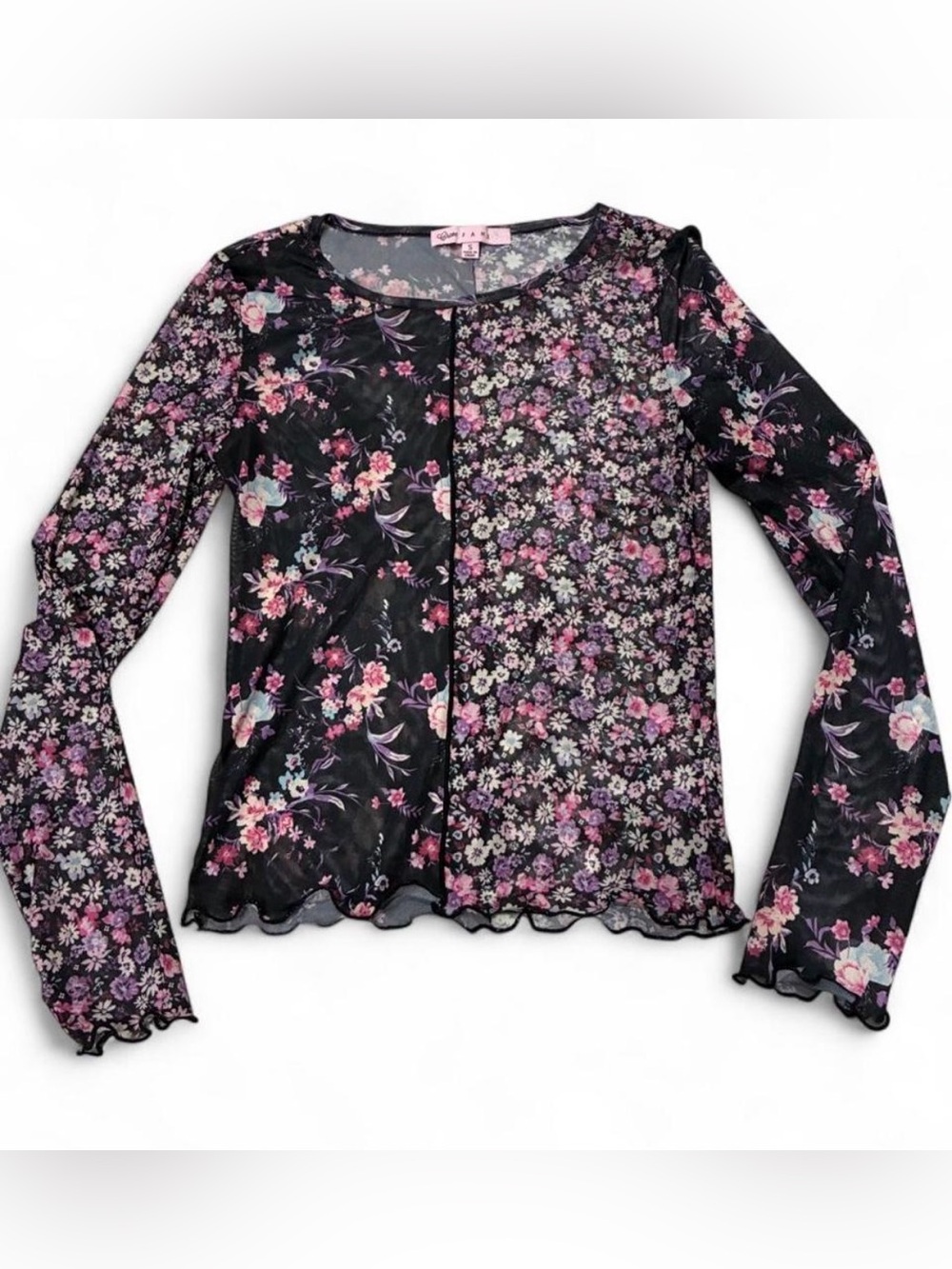 Floral Mesh Long sleeve Lettuce edge trim Small Layer